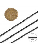 Hilo algodón encerado. Cola de rata. Color BLACK. 2 milímetros de grosor. 10 metros.