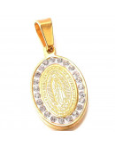 Virgen de Guadalupe. Acero inoxidable + Rhinestone. 21x13x2,5 mm. 4x6 mm cierre. 1 unidad. Virgen de Guadalupe. Acero inoxidable + Rhinestone. 21x13x2,5 mm. 4x6 mm cierre. 1 unidad.