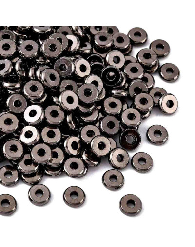 Donut (3). Aleación de cobre. Color Gunmetal. 6x2 milímetros. 2,5 mm perforación. 20 unidades.