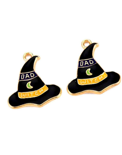 Bruja mala. Aleación de cobre y esmalte. 23x21 milímetros. 1,80 mm perforación. 2 unidades.