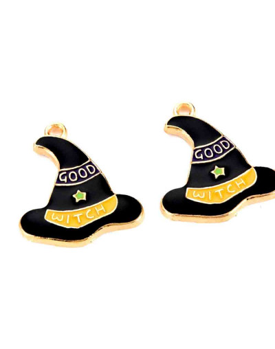 Bruja buena. Aleación de cobre y esmalte. 23x21 milímetros. 1,80 mm perforación. 2 unidades.