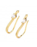 Ganchos aretes. Aleación+Zirconia. Baño 18KGold. 17x2,5 mm. 0,7 mm grosor. 1,2 mm perforación. 2 uds