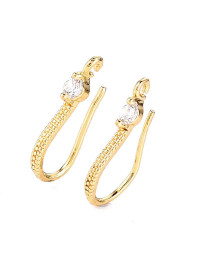 Ganchos aretes. Aleación+Zirconia. Baño 18KGold. 17x2,5 mm. 0,7 mm grosor. 1,2 mm perforación. 2 uds