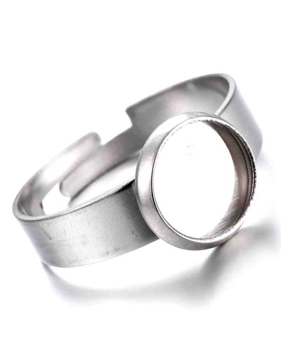 Base anillo de acero. Color plateado. Ajustable. 17 mm diámetro. Para trabajos de 8 mm. 1 unidad.