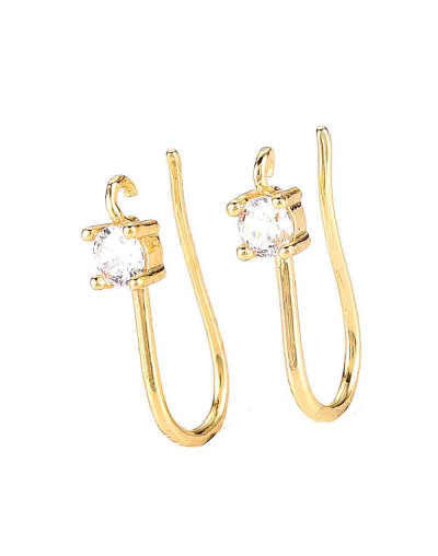 Ganchos aretes. Aleación+Zirconia. Baño 18KGold. 17x3,5 mm. 0,7 mm grosor. 1,2 mm perforación. 2 uds