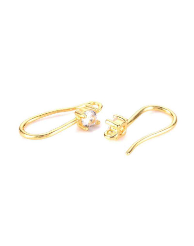 Ganchos aretes. Aleación+Zirconia. Baño 18KGold. 17x3,5 mm. 0,7 mm grosor. 1,2 mm perforación. 2 uds