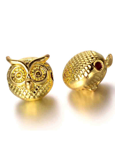 Buhos. Aleación cobre. Color dorado. 11x11x9 milímetros. 1,5 mm perforación. 2 unidades.