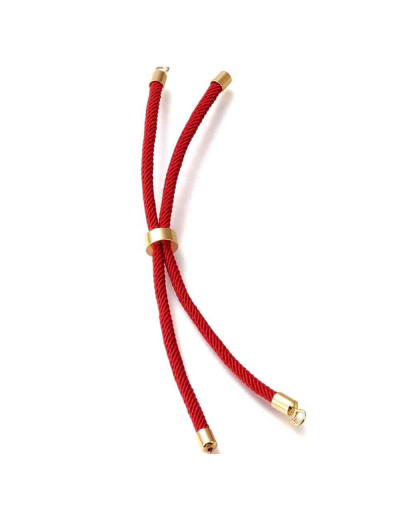 Nylon regulable para pulsera. Firebrick. Bañado (18kGold). 220x4 mm. 2,8 mm perforación. 1 unidad.