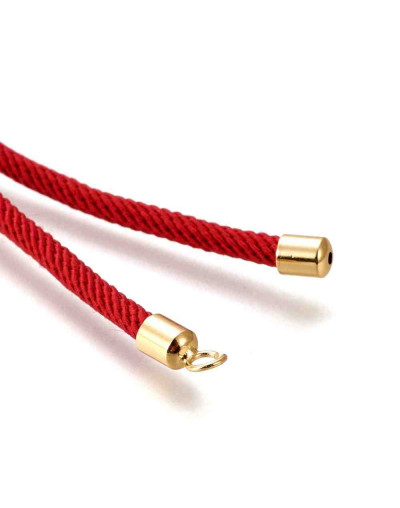 Nylon regulable para pulsera. Firebrick. Bañado (18kGold). 220x4 mm. 2,8 mm perforación. 1 unidad.