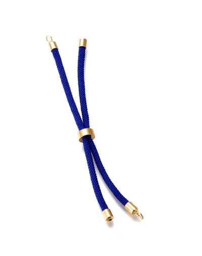 Nylon regulable para pulsera. Medium Blue. Bañado (18kGold). 220x4 mm. 2,8 mm perforación. 1 ud.