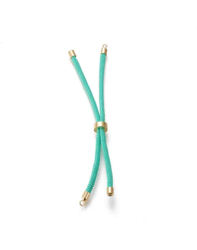 Nylon regulable para pulsera. Medium Turquoise. Bañado (18kGold). 220x4 mm. 2,8 mm perforación. 1 ud