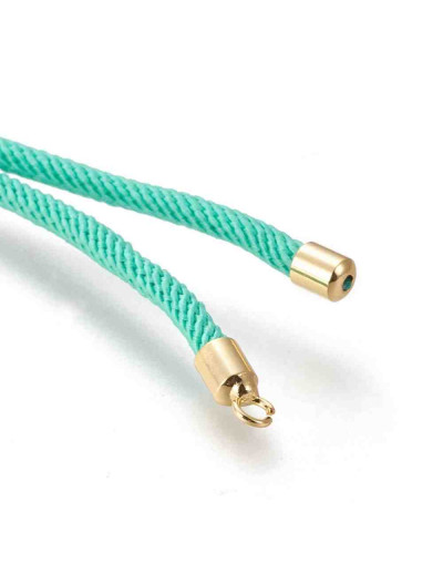 Nylon regulable para pulsera. Medium Turquoise. Bañado (18kGold). 220x4 mm. 2,8 mm perforación. 1 ud