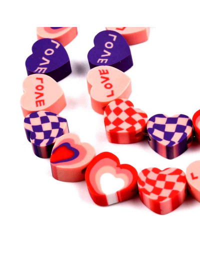 Corazones. 9~10x9,5~10,5x4,5 milímetros. 1,5 mm perforación. 40 unidades hilo (aproximado).