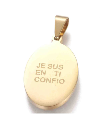 Jesús de la Misericordia. Acero inoxidable + Rhinestone. 26x17x3 milímetros. 4x6 mm cierre. 1 ud.