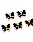 Mariposas (4). Aleación de cobre y esmalte. BLACK. 16x13x2 mm. 2 mm perforación. 4 uds. Mariposas (4). Aleación de cobre y esmalte. BLACK. 16x13x2 mm. 2 mm perforación. 4 uds.