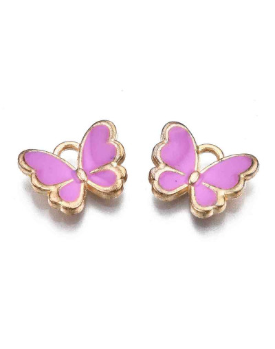 Mariposas (4). Aleación de cobre y esmalte. VIOLET. 16x13x2 mm. 2 mm perforación. 4 uds.
