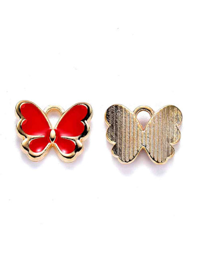 Mariposas (4). Aleación de cobre y esmalte. RED. 16x13x2 mm. 2 mm perforación. 4 uds.