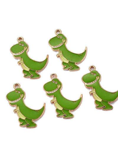 Dinosaurio. Aleación de cobre y esmalte. 28x22x1,5 milímetros. 1,8 mm perforación. 4 unidades.