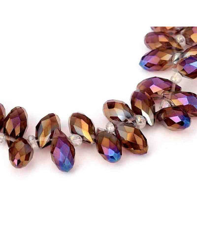Lágrima faceteada. Color PURPLE PLATED. 13x6 milímetros. 1 mm perforación. 10 unidades.