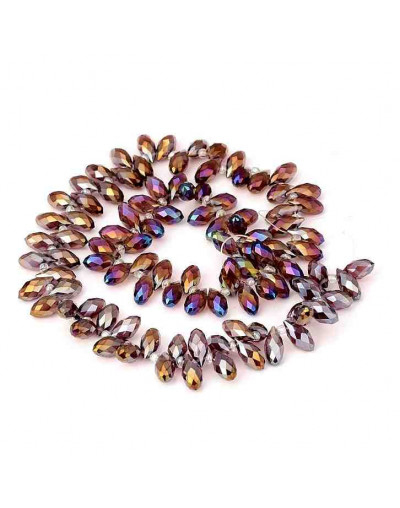 Lágrima faceteada. Color PURPLE PLATED. 13x6 milímetros. 1 mm perforación. 10 unidades.