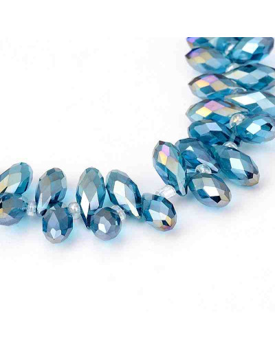 Lágrima faceteada. Color STEEL BLUE PLATED. 13x6 milímetros. 1 mm perforación. 10 unidades.