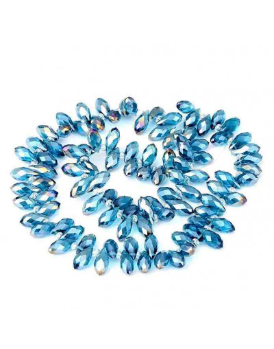 Lágrima faceteada. Color STEEL BLUE PLATED. 13x6 milímetros. 1 mm perforación. 10 unidades.