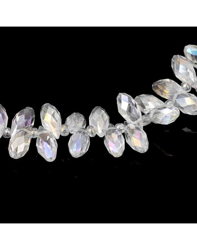 Lágrima faceteada. Color CLEAR PLATED. 13x6 milímetros. 1 mm perforación. 10 unidades.