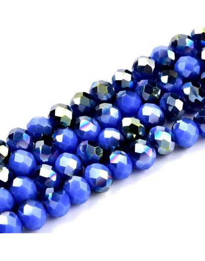 Rondelle faceteado. 4x3 milímetros. ROYA BLUE PLATED. 0,5 mm perforación. 102 uds hilo (aprox).