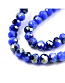 Rondelle faceteado. 4x3 milímetros. ROYA BLUE PLATED. 0,5 mm perforación. 102 uds hilo (aprox).