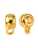 Bail Beads (5). Aleación. Color dorado. 9x6x4 mm. 3 mm perforación. 1,5 mm arandela. 20 unidades.