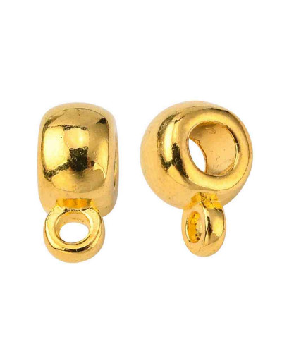 Bail Beads (5). Aleación. Color dorado. 9x6x4 mm. 3 mm perforación. 1,5 mm arandela. 20 unidades.