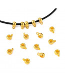 Bail Beads (5). Aleación. Color dorado. 9x6x4 mm. 3 mm perforación. 1,5 mm arandela. 20 unidades.