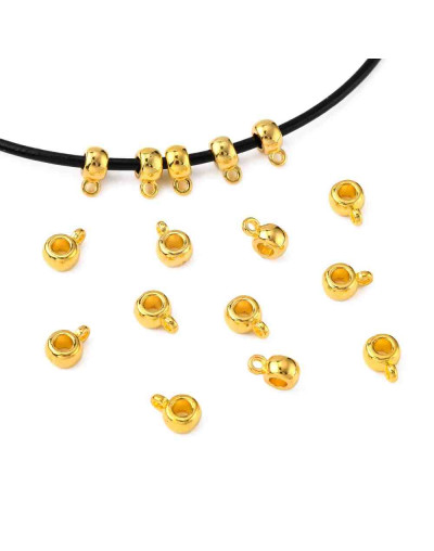 Bail Beads (5). Aleación. Color dorado. 9x6x4 mm. 3 mm perforación. 1,5 mm arandela. 20 unidades.