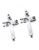 Cruz-Jesús. Acero inoxidable. Color plateado. 30x15x1,5 milímetros. 1,5 mm perforación. 1 unidad.