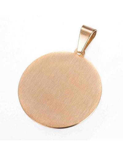 Oración: Padre Nuestro. Acero inoxidable. Color dorado. 33x30x1,5 mm. 5x9 mm cierre. 1 unidad.