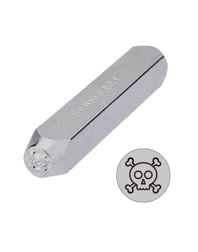 Stamp. Calavera. Acero carbón. 65x10 milímetros. 6x5 mm impresión. 1 unidad.