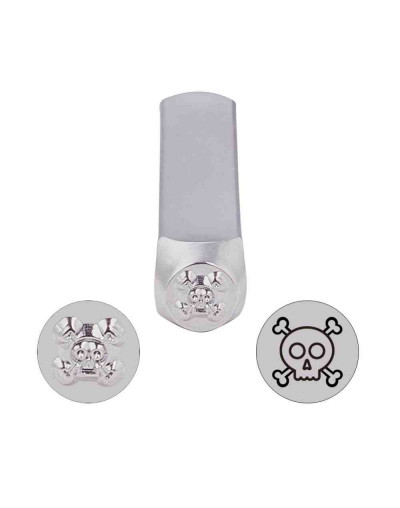 Stamp. Calavera. Acero carbón. 65x10 milímetros. 6x5 mm impresión. 1 unidad.