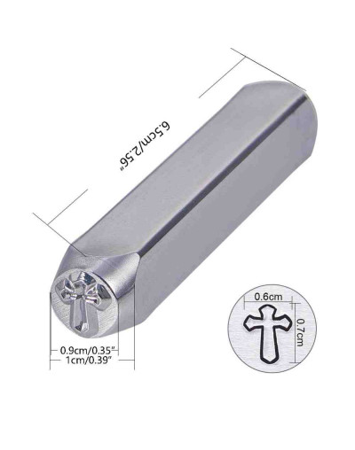 Stamp. Cruz. Acero carbón. 65x10 milímetros. 6x5 mm impresión. 1 unidad.