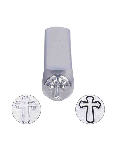 Stamp. Cruz. Acero carbón. 65x10 milímetros. 6x5 mm impresión. 1 unidad.