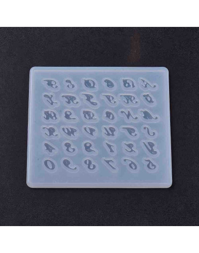 Moldes de silicona. Para resina. Letras y números. 80x90x4 milímetros. 1 unidad.