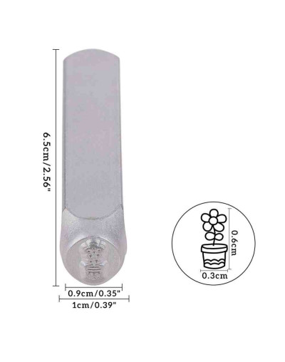 Stamp. Planta. Acero carbón. 65x10 milímetros. 6x5 mm impresión. 1 unidad.