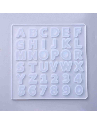 Moldes de silicona. Para resina. Letras y números. 135x135x5,5 mm. 16 mm letras. 1 unidad.