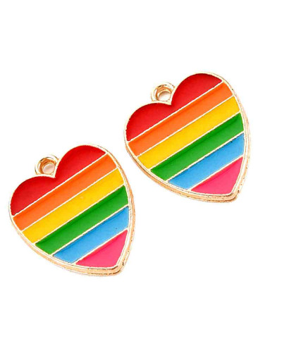 Corazón+Arcoiris. Aleación de cobre y esmalte. 18x15x1,5 milímetros. 1,8 mm perforación. 2 unidades.