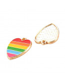 Corazón+Arcoiris. Aleación de cobre y esmalte. 18x15x1,5 milímetros. 1,8 mm perforación. 2 unidades. Corazón+Arcoiris. Aleación de cobre y esmalte. 18x15x1,5 milímetros. 1,8 mm perforación. 2 unidades.