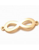 Infinito. Acero inoxidable. Color dorado. 28,5x9,5x1 milímetros. 1,5 mm perforación. 1 unidad.