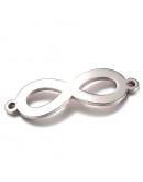 Infinito. Acero inoxidable. Color plateado. 28,5x9,5x1 milímetros. 1,5 mm perforación. 1 unidad.