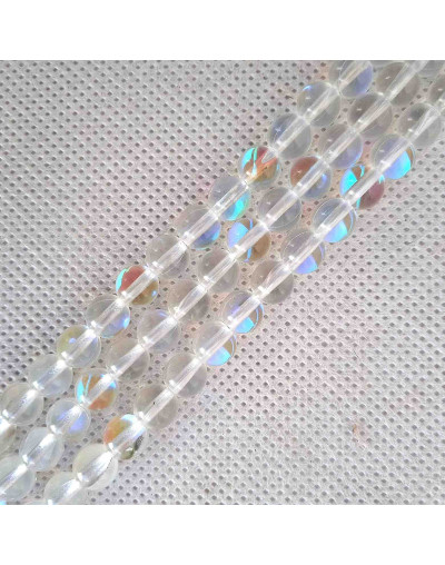 Piedra Luna. Sintética. 06 mm diámetro. 1 mm perforación. 60 uds hilo (aproximado).