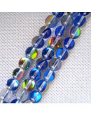 Piedra Luna. Sintética. Tonos azules. 06 mm diámetro. 1 mm perforación. 60 uds hilo (aproximado).