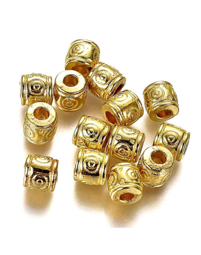 Tubo (6). Aleacion de cobre. Color dorado. 6x6,5 milímetros. 2,5 mm perforación. 20 unidades.