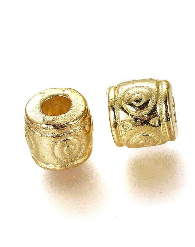 Tubo (6). Aleacion de cobre. Color dorado. 6x6,5 milímetros. 2,5 mm perforación. 20 unidades.